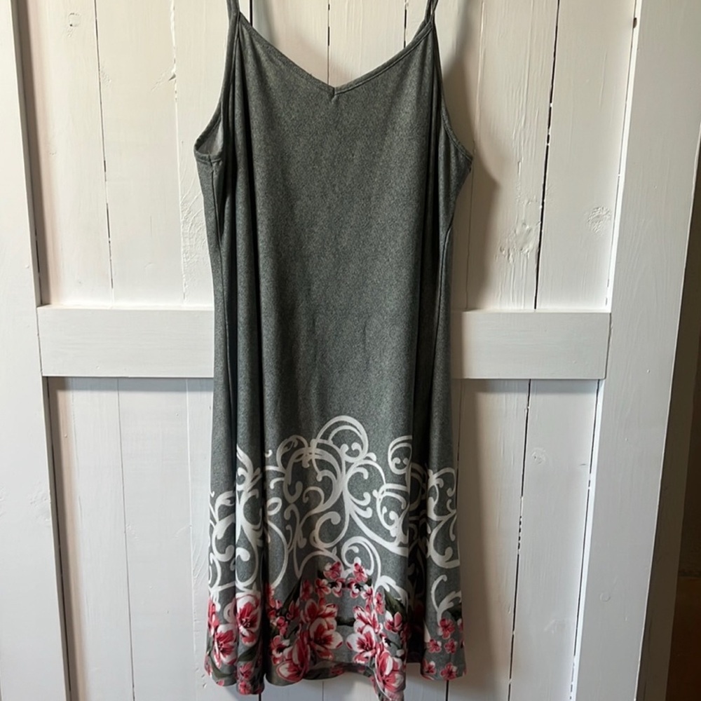 Gray Sleeveless Spaghetti Strap Mini Sundress
